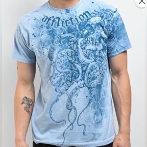 Affliction Light Blue Octopus Graphic Tee men’s shirt
